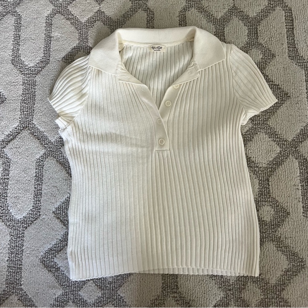 Brandy Melville Ribbed Collared Polo Top